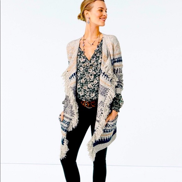 CAbi Sweaters - CAbi Shetland Fringe Cardigan Sweater open front, soft cotton blend, style 3701